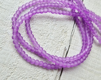 4mm Purple Glass Beads Matte 16" Strand Jewellery Making Crafts Findings - BOHOSEASON