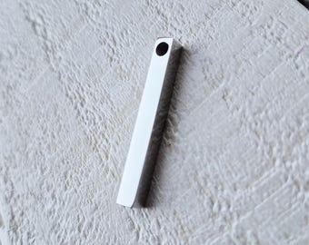 Rectangular Bar Pendant Stainless Steel Silver 39.5mm Jewellery Findings Charms - Bohoseason