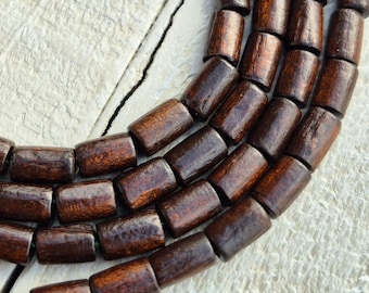 8.5mm Wooden Tube Column Beads Brown 16" Strand Jewellery Making Crafts Findings - BOHOSEASON