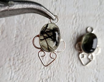 2 x Rutilated Quartz Pendants Oval Jewellery Making Findings - BOHOSEASON