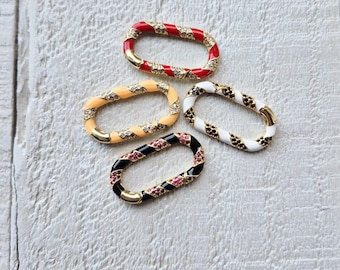 Oval Shaped Spring Gate CZ Carabiner 18k Gold Plated Choose - Bohoseason