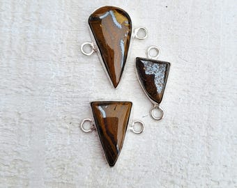 Tiger Iron Connectors Tigers Eye Brown Jewellery Making Findings 925 Silver Plated Choose - BOHOSEASON