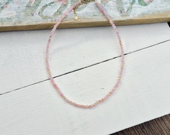 Pink Gemstone Necklace 18k Gold Plated Malaysian Jade- BOHOSEASON