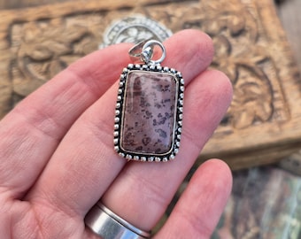 Zebra Jasper Gemstone Pendant 925 Silver Plated Rectangular Browns - BOHOSEASON