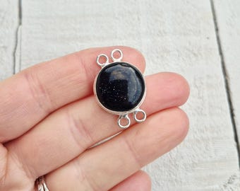 Blue Goldstone Synthetic Gemstone Connector 4 Holes - BOHOSEASON