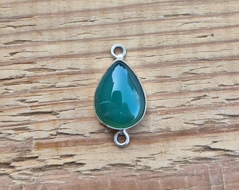 Green Onyx Connectors 925 Silver Plated Jewellery Making Findings - BOHOSEASON