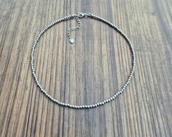 Silver Beaded Necklace Stainless Steel 16"  - BOHOSEASON