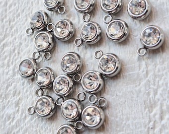 5pk Cz Charm Stainless Steel Silver Jewellery Findings Charms - Bohoseason