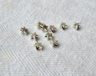 10x Silver Star Beads 5.5mm Jewellery Making Crafts Findings - BOHOSEASON