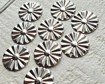 3pcs Stainless Steel Coin Flower Design Pendant Charm Silver Jewellery Findings - Bohoseason