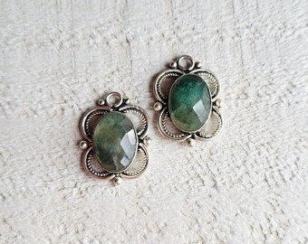 1 Pair Moss Agate Gemstone Pendants Green Earring Jewellery Making - BOHOSEASON