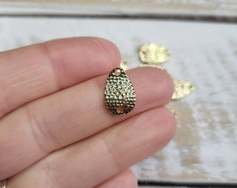 Shiny Textured Golden Link Connector Light Gold 14mm - BOHOSEASON