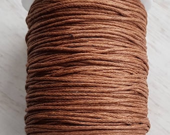 10 metres Coconut Brown Waxed Cotton Cord 1mm Jewellery Findings  - Bohoseason