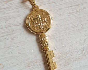 Golden Key St Benedict Pendant 61mm Jewellery Findings Charms - Bohoseason