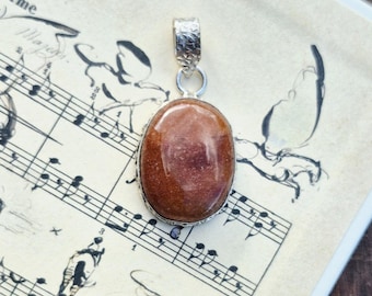 Orange Aventurine Gemstone Pendant 925 Silver Plated - BOHOSEASON