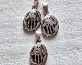 Hamsa Hand Pendant Stainless Steel Silver Jewellery Findings Charms - Bohoseason