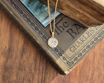 Flower Pendant Cz Necklace Fine Chain 18k Gold Plated Valentines Day Gift - BOHOSEASON