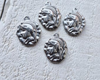 Roman Coin Pendant Stainless Steel Silver  Jewellery Findings Charms - Bohoseason