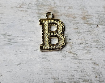 18k Gold Plated Initial B Charm Pendant 21mm Jewellery Findings - Bohoseason