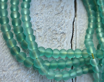 4mm Green Frosted Glass Beads 16" Strand Jewellery Making Crafts Findings - BOHOSEASON