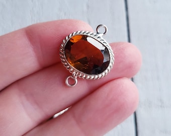 Topaz Faceted Gemstone Connectors 925 Silver Plated Choose - BOHOSEASON