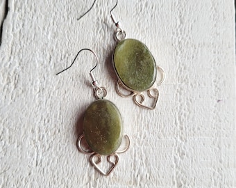 Jade Earrings Gemstones 925 Silver Plated Drops Pierced choose - BOHOSEASON