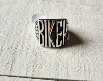 Mens Biker Ring Stainless Silver Size 12/Y Jewellery - BOHOSEASON