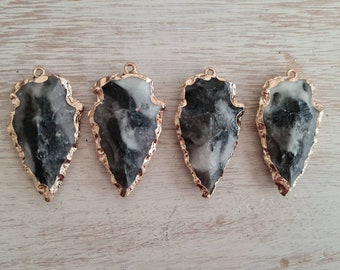 Druzy Arrow Pendant Black Grey Gold 40mm Jewellery Findings Charms - Bohoseason
