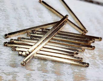 Brass Bar Connector Link Cuboid 40mm Golden  - BOHOSEASON