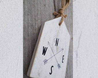 Handmade Boho Pallet Wood Hanging Sign Black / White Compass Young Explorers Childrens Decor Kids Gifts--- by BOHOSEASON