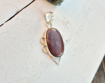 Brown Jasper Pendant Oval 925 Silver Plated - BOHOSEASON