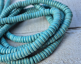 8mm Turquoise Heishi Beads Resin 16" Strand Jewellery Making Crafts Findings - BOHOSEASON