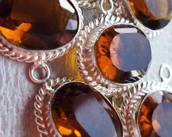 Topaz Faceted Gemstone Connectors 925 Silver Plated Choose - BOHOSEASON