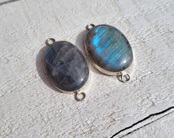Labradorite Gemstone Connectors Pendants 925 Silver Plated Choose - BOHOSEASON