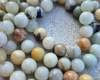 8mm Amazonite Gemstone Beads 16" Strand Jewellery Making Crafts Findings - BOHOSEASON