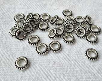 Tibetan Silver Beads Rondelle Shape Silver Jewellery Making Crafts Findings - BOHOSEASON