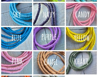 4mm Heishi Beads Polymer Clay 16" Strand Various Colours Choose Jewellery Making Crafts Findings - BOHOSEASON
