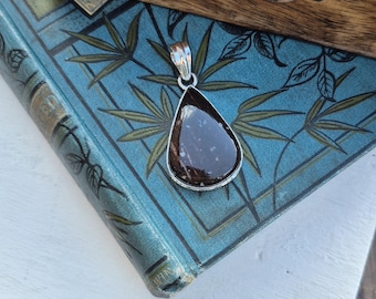 Brown Jasper Gemstone Pendant Teardrop 925 Silver Plated Browns - BOHOSEASON