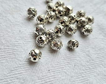 Tibetan Silver Beads 22x Round Shape Silver Jewellery Making Crafts Findings - BOHOSEASON
