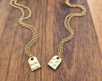 Building Block Pendant 18k Gold Plated Necklace Chain - BOHOSEASON