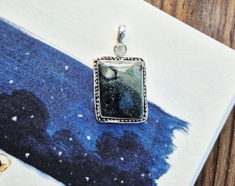 Kambaba Jasper Gemstone Pendant 925 Silver Plated Rectangular - BOHOSEASON