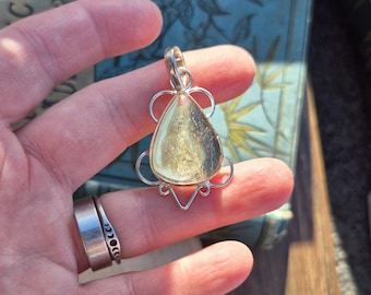 Rutilated Quartz Gemstone Pendant 925 Silver Plated - BOHOSEASON