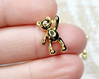 18k Gold Plated Teddy Bear Pendant Charm 18mm Jewellery Findings Charms - Bohoseason