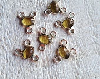 Citrine Oval Gemstone Connectors 925 Silver Plated Yellow - BOHOSEASON