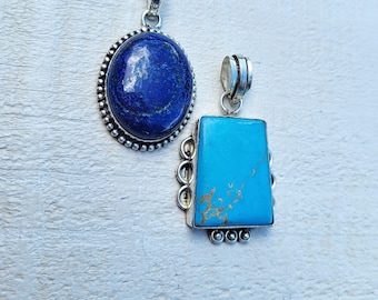 Blue Pendants Lapis Lazuli or Magnesite 925 plated choose - BOHOSEASON
