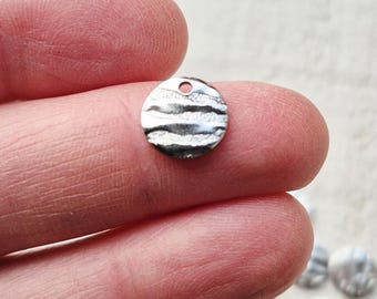 5pcs Coin Pendant Stainless Steel Textured Silver Jewellery Findings Charms - Bohoseason