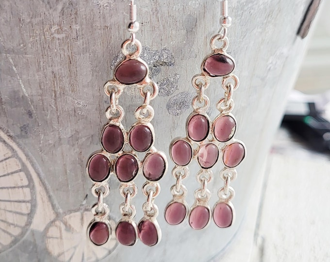 Featured listing image: Amethyst Earrings Gemstones 925 Silver Plated Drops Pierced - BOHOSEASON