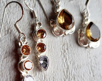 Earrings Topaz Gemstones Teardrops Drops Pierced choose - BOHOSEASON