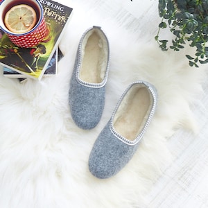 Wool Felted Women's Slippers For Gift | Real Wool Felt Slippers Gift For Her | Genuine Felted Shoes Christmas Gift| Warm Women's Wool Boots