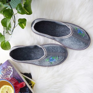 Genuine Wool Felted Women&#39;s Slippers | Real Wool Felt Slippers Gift For Her | Natural Felt Wool Home Shoes | Women&#39;s Gift Natural Wool Boots